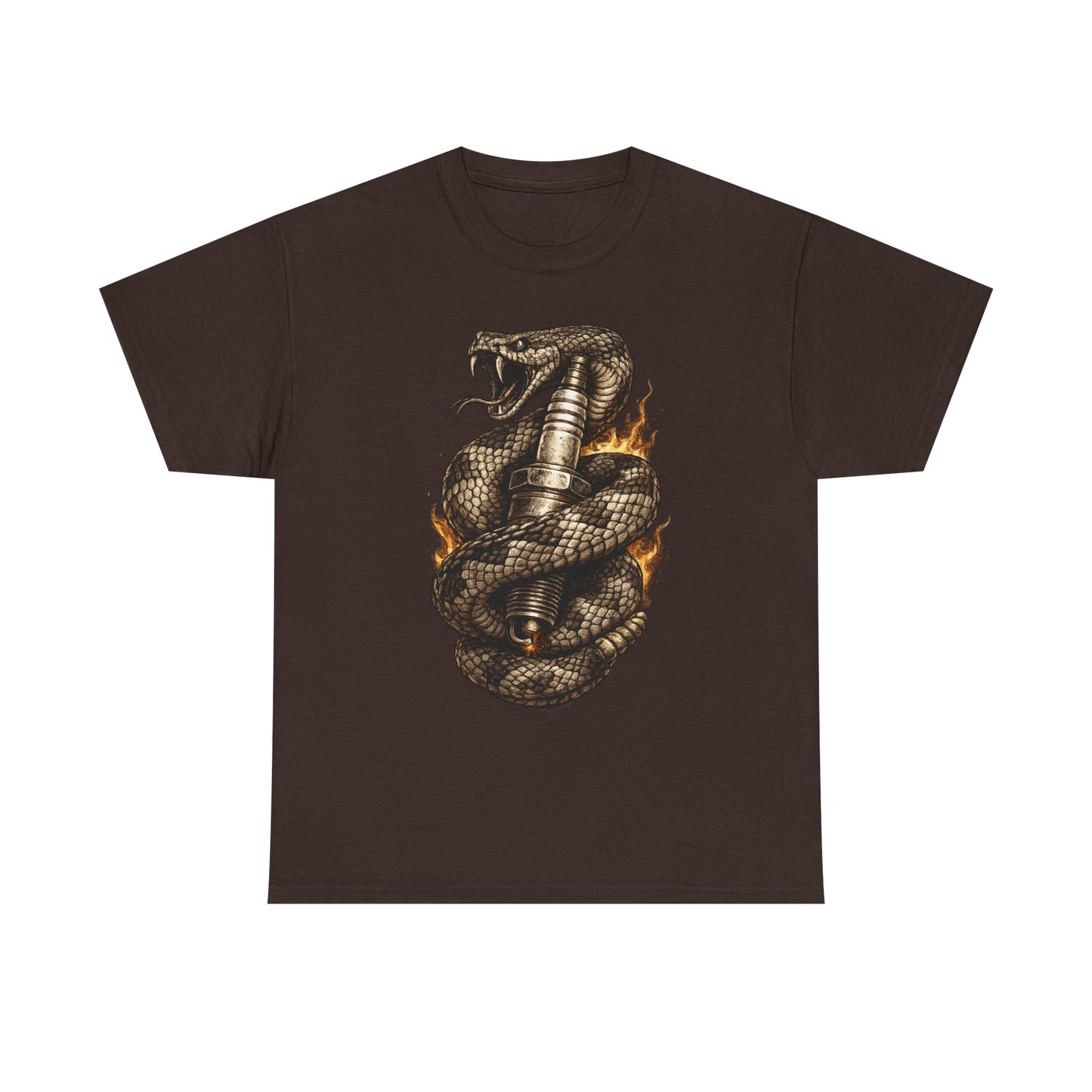 Snake & Spark T-Shirt | Rattlesnake and Spark Plug Graphic