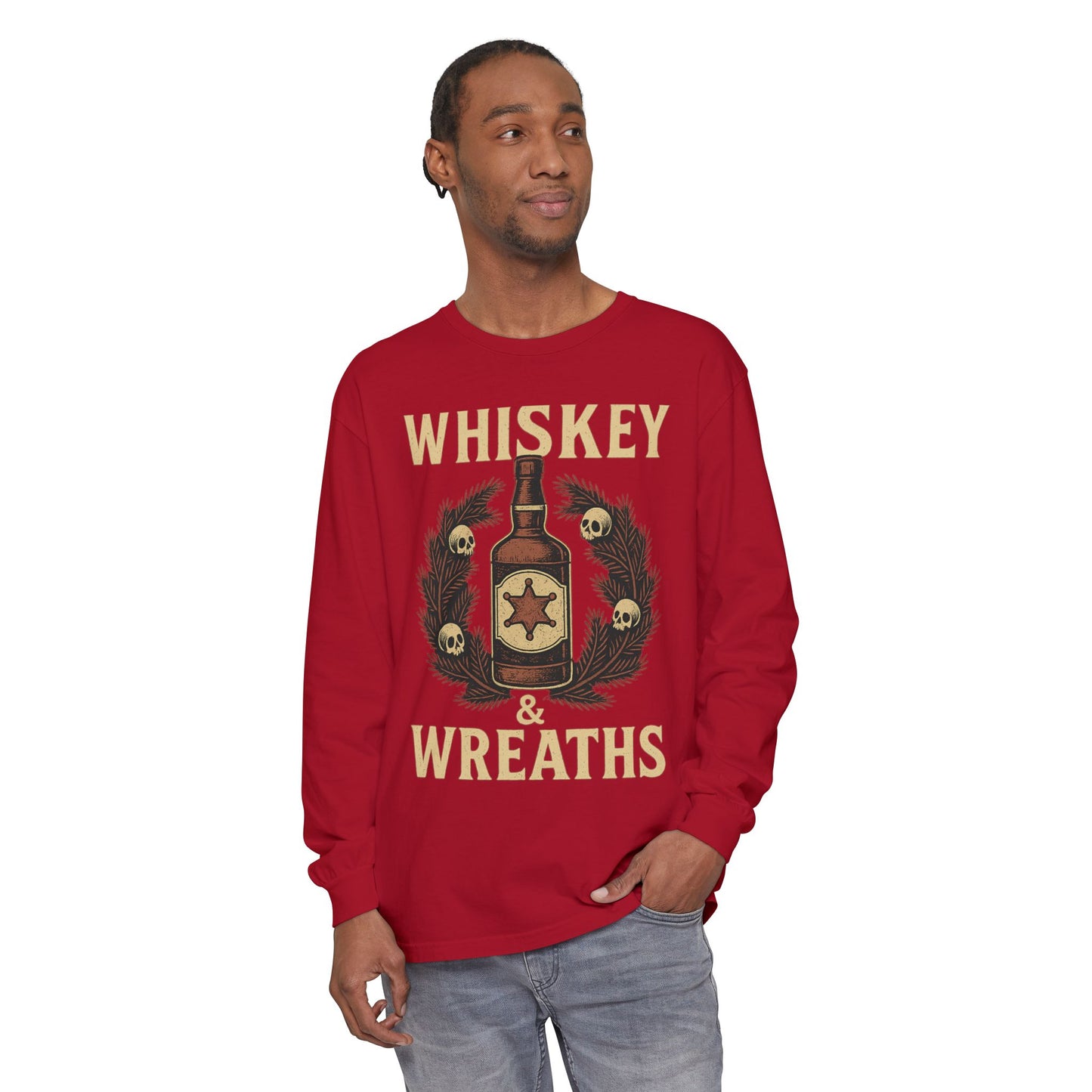 Whiskey & Wreaths – Outlaw Christmas Long Sleeve Tee