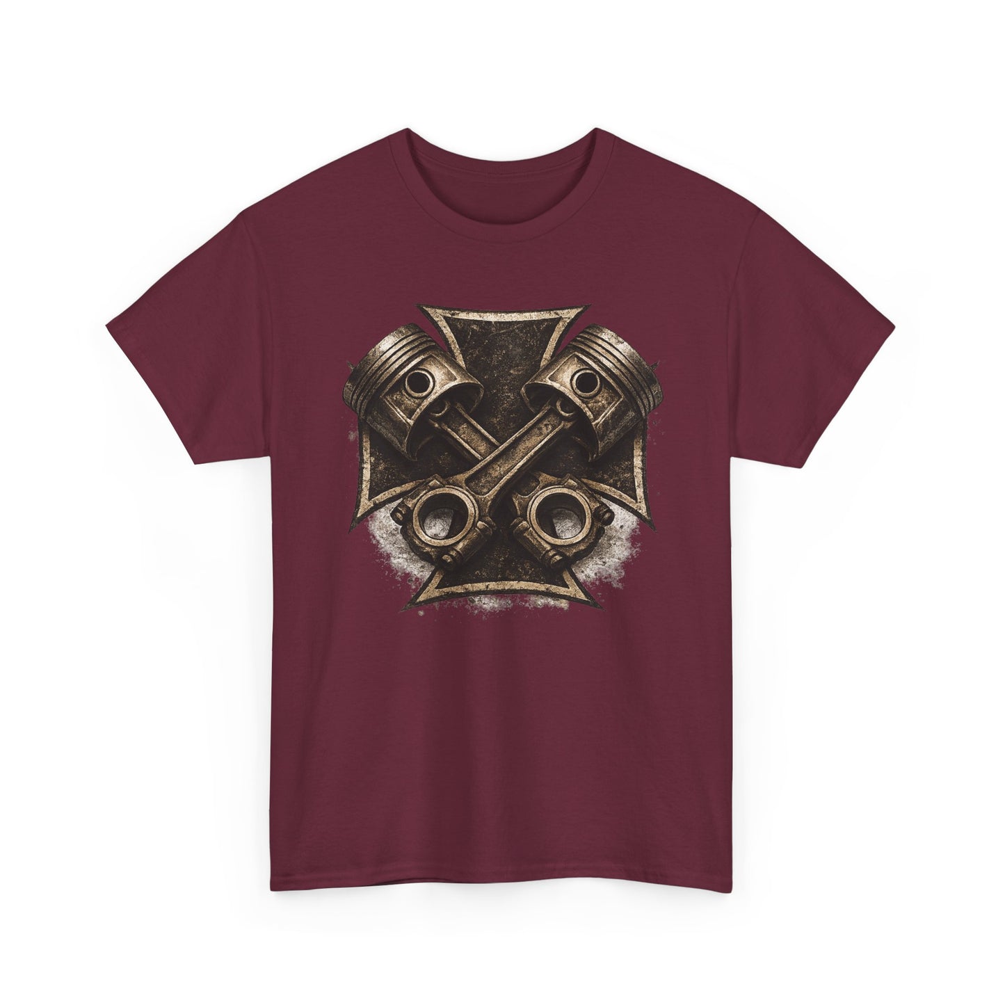 Iron Cross Pistons T-Shirt | Biker Garage Engine Graphic