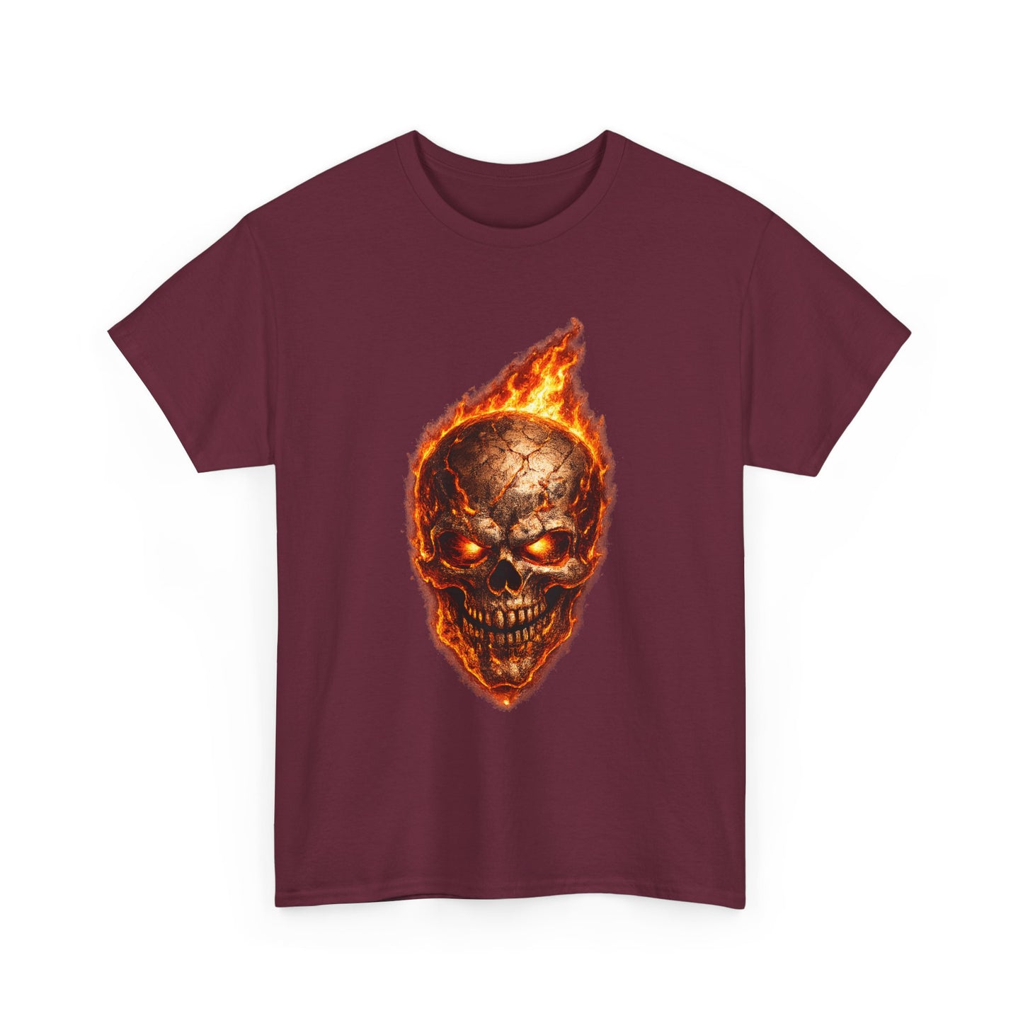 Forge Skull T-Shirt | Molten Skull Fire Metal Graphic