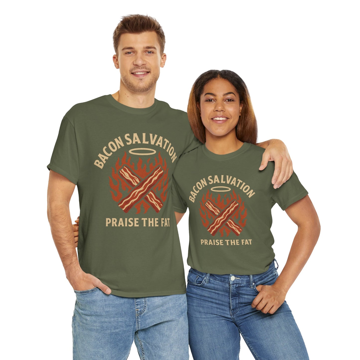 Bacon Salvation – Praise the Fat | Outlaw BBQ T-Shirt