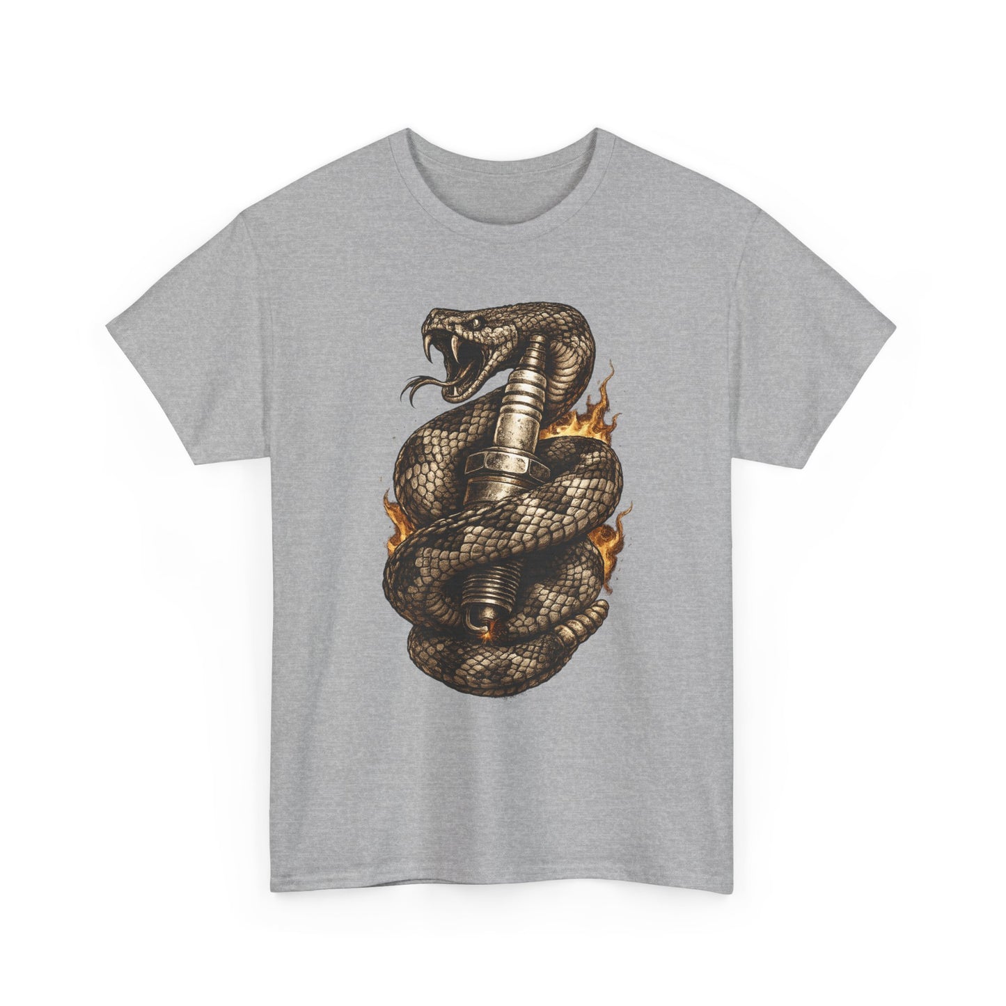 Snake & Spark T-Shirt | Rattlesnake and Spark Plug Graphic