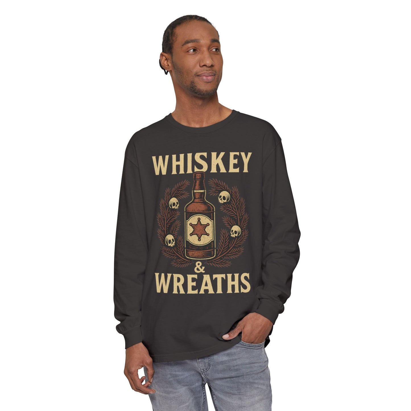 Whiskey & Wreaths – Outlaw Christmas Long Sleeve Tee