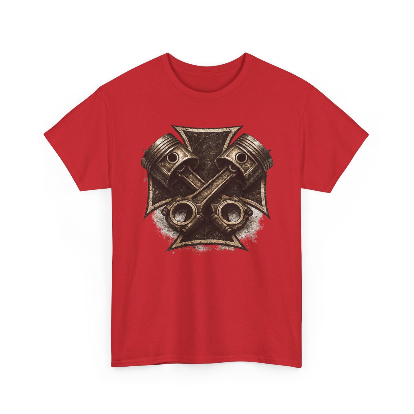 Iron Cross Pistons T-Shirt | Biker Garage Engine Graphic