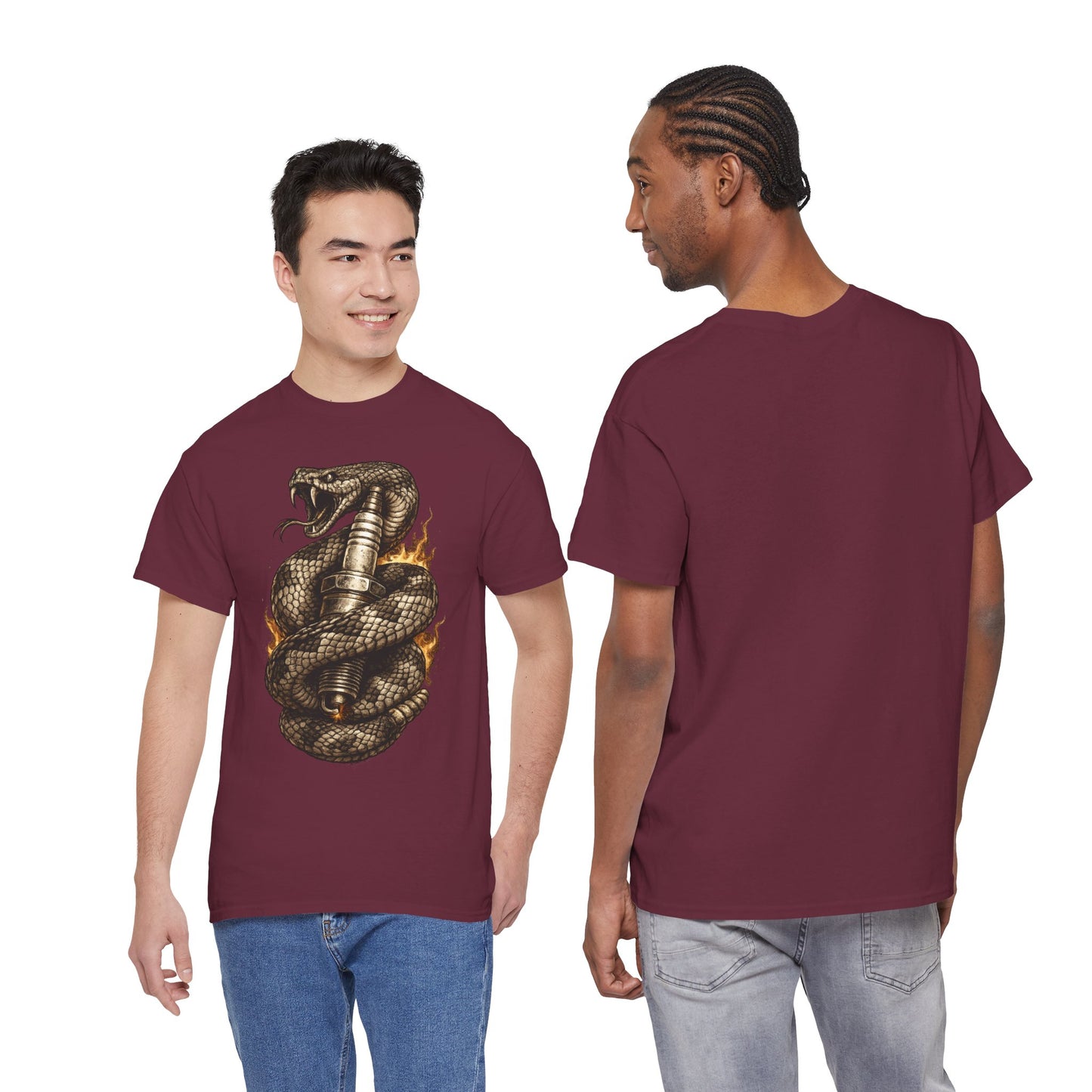 Snake & Spark T-Shirt | Rattlesnake and Spark Plug Graphic