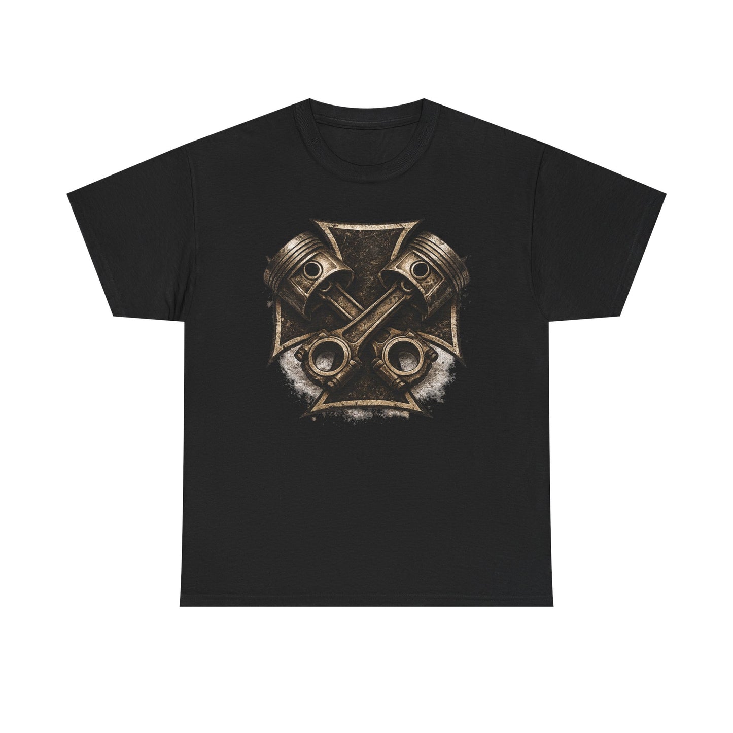 Iron Cross Pistons T-Shirt | Biker Garage Engine Graphic