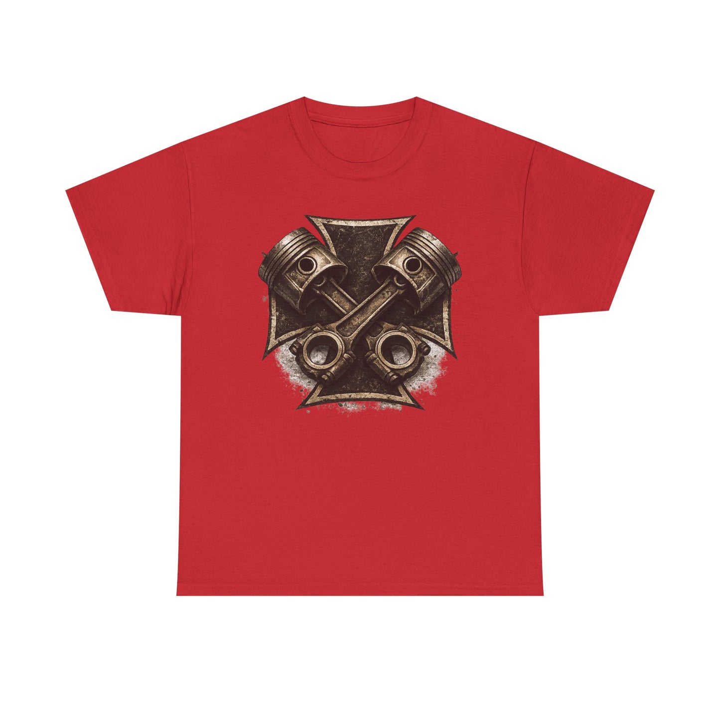 Iron Cross Pistons T-Shirt | Biker Garage Engine Graphic